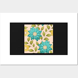 Summer Pattern with Floral Motifs Posters and Art